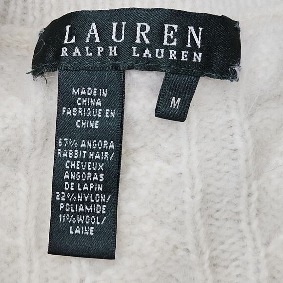 Lauren Ralph Lauren Medium Sweater Cream Angora Wool Soft Cable Knit‎ Cozy - Picture 2 of 7